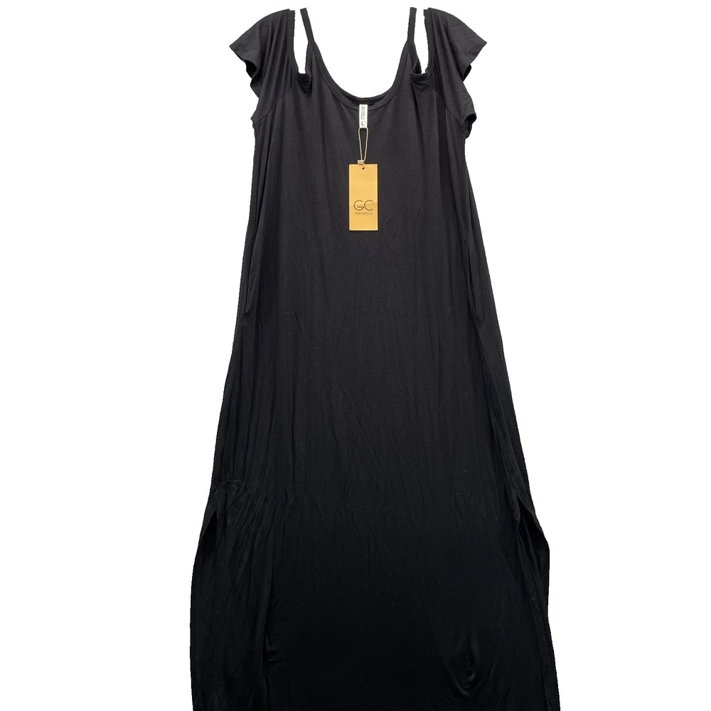 Grecerelle Maxi Dress Women's Large Cold Shoulder Goth Sun Boho Chic Minimalist‎